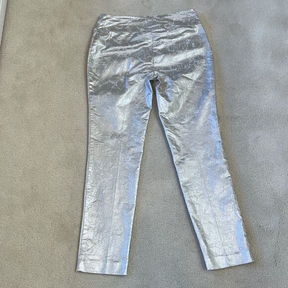 Lisette L Montreal Slim Silver Ankle Pants Stretch Pull On Sz 4 - Picture 5 of 5